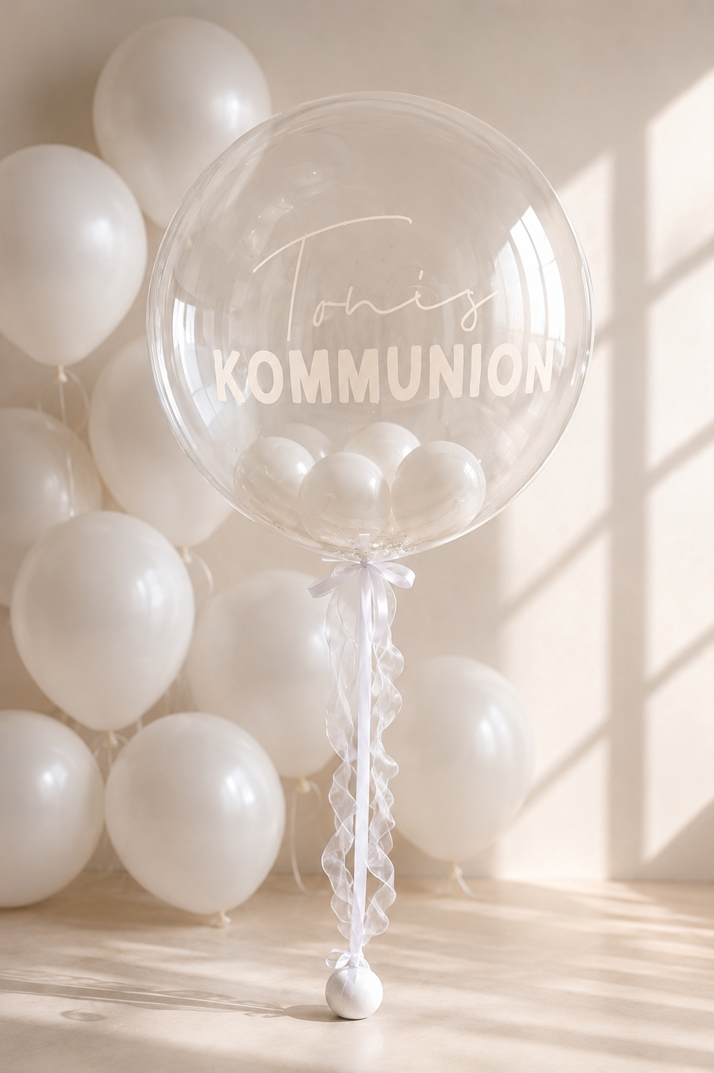 XL Ballon personalisiert - Kommunion transparent beige
