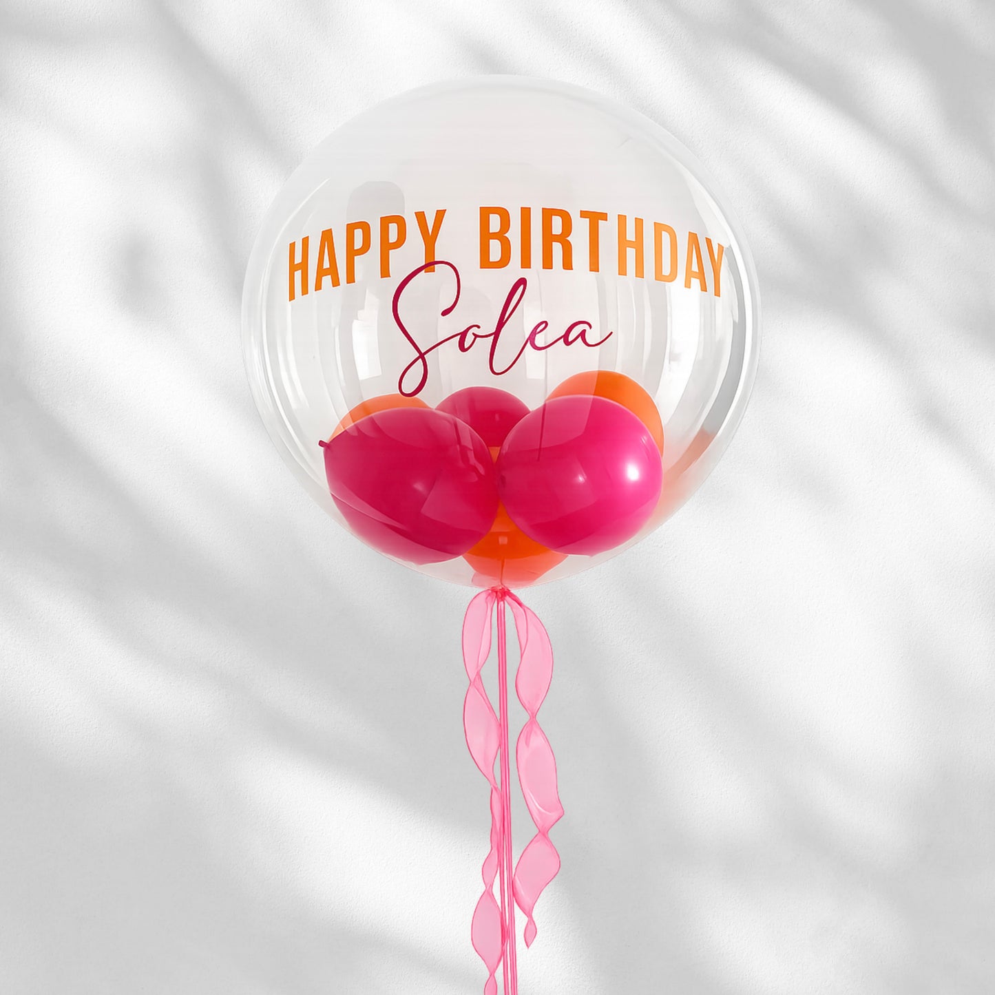 XL Ballon personalisiert - Pink orange transparent