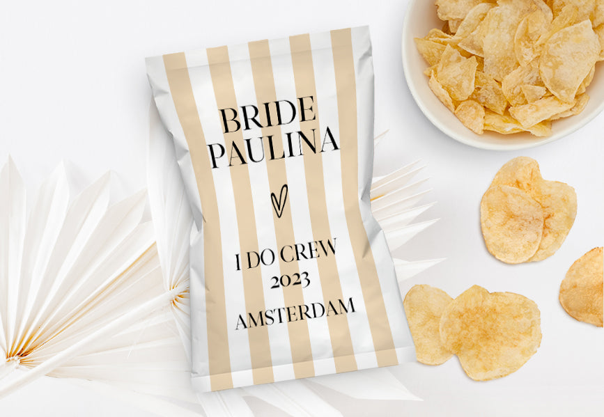 Chips Tüten - Gestreift weiss beige