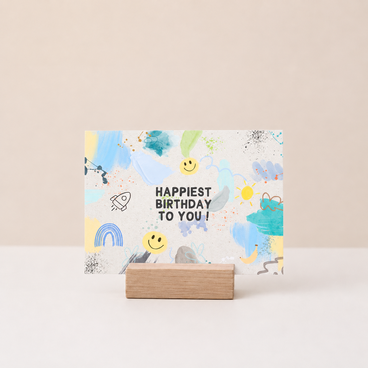 Postkarte - Bunte Malerei blau
