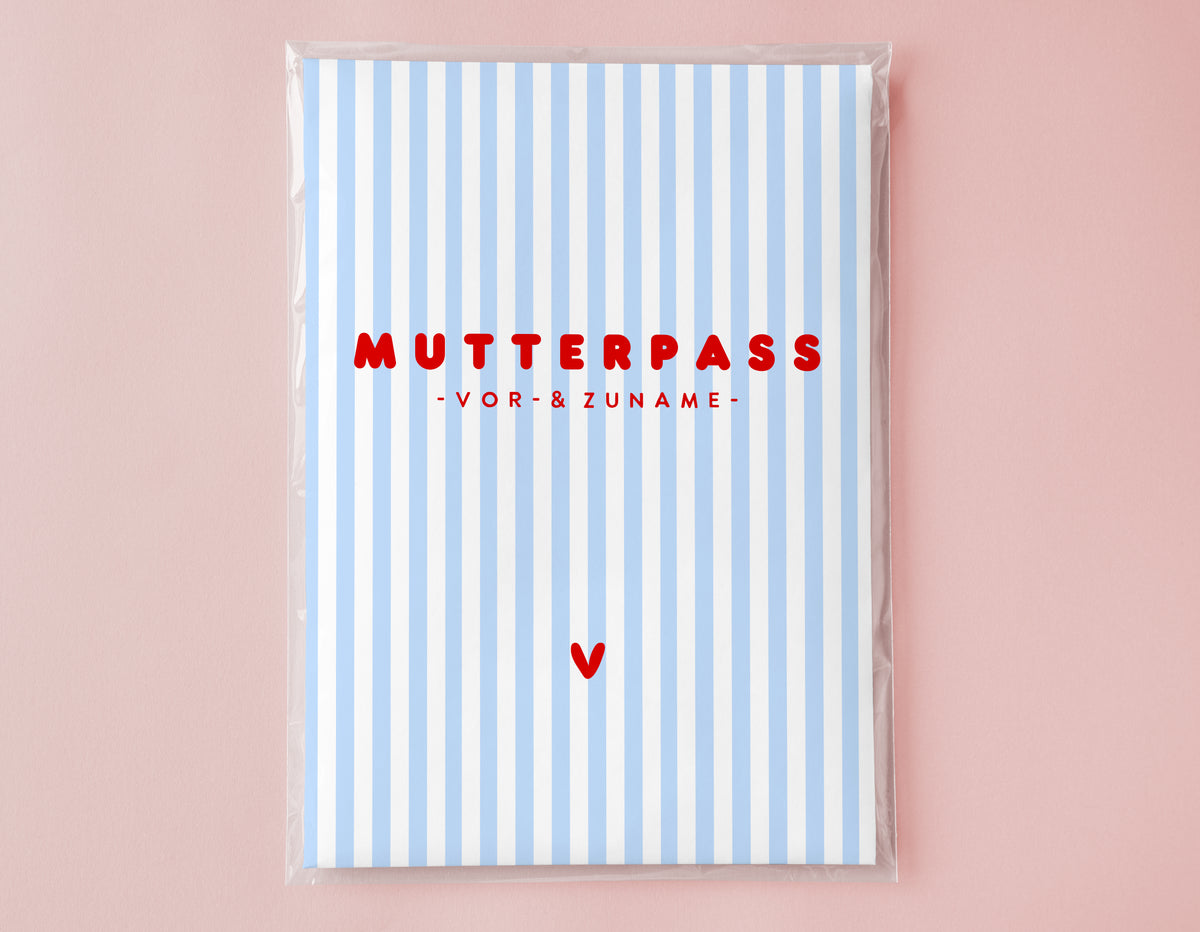 MUTTERPASSHÜLLE - Gestreift blau weiss