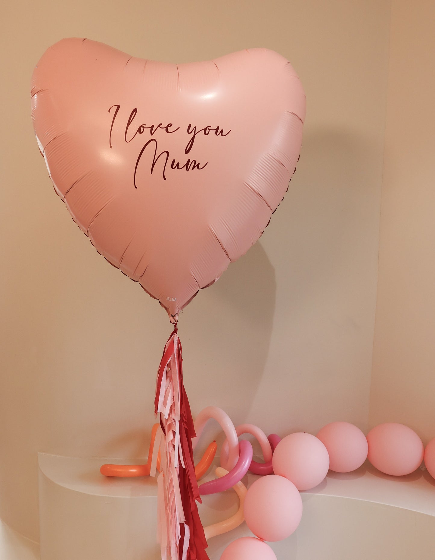 XL Herz Ballon personalisiert - Rosa bordeaux