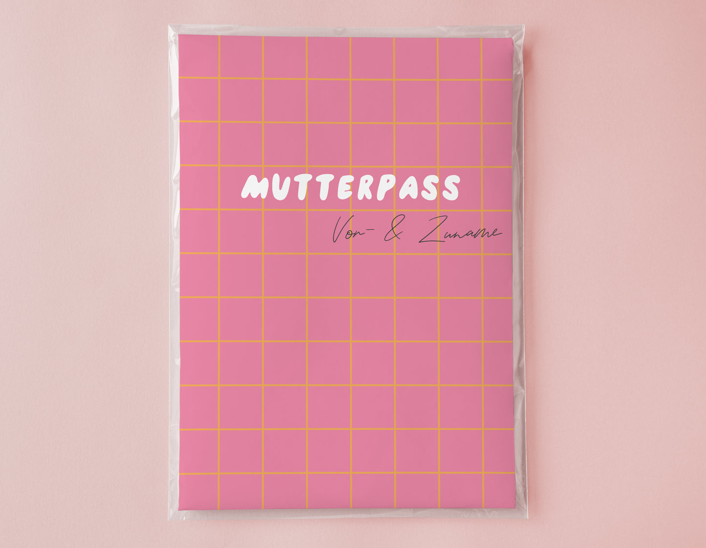 MUTTERPASSHÜLLE - Karo rosa orange personalisiert