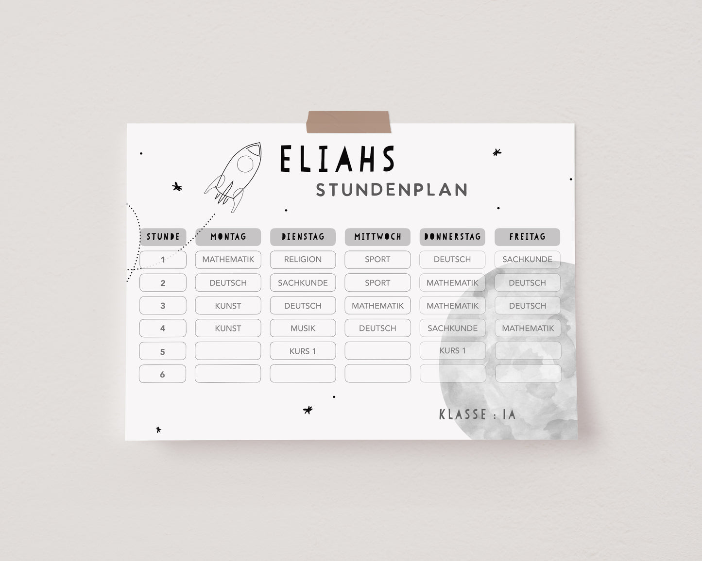 Stundenplan - Weltraum