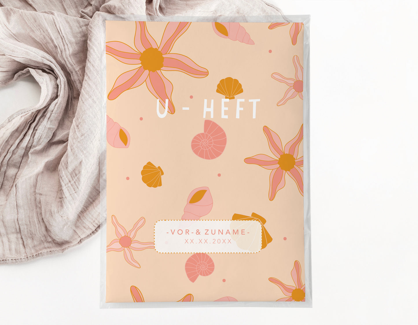 U-Heft & Impfpasshülle - Muscheln rosa