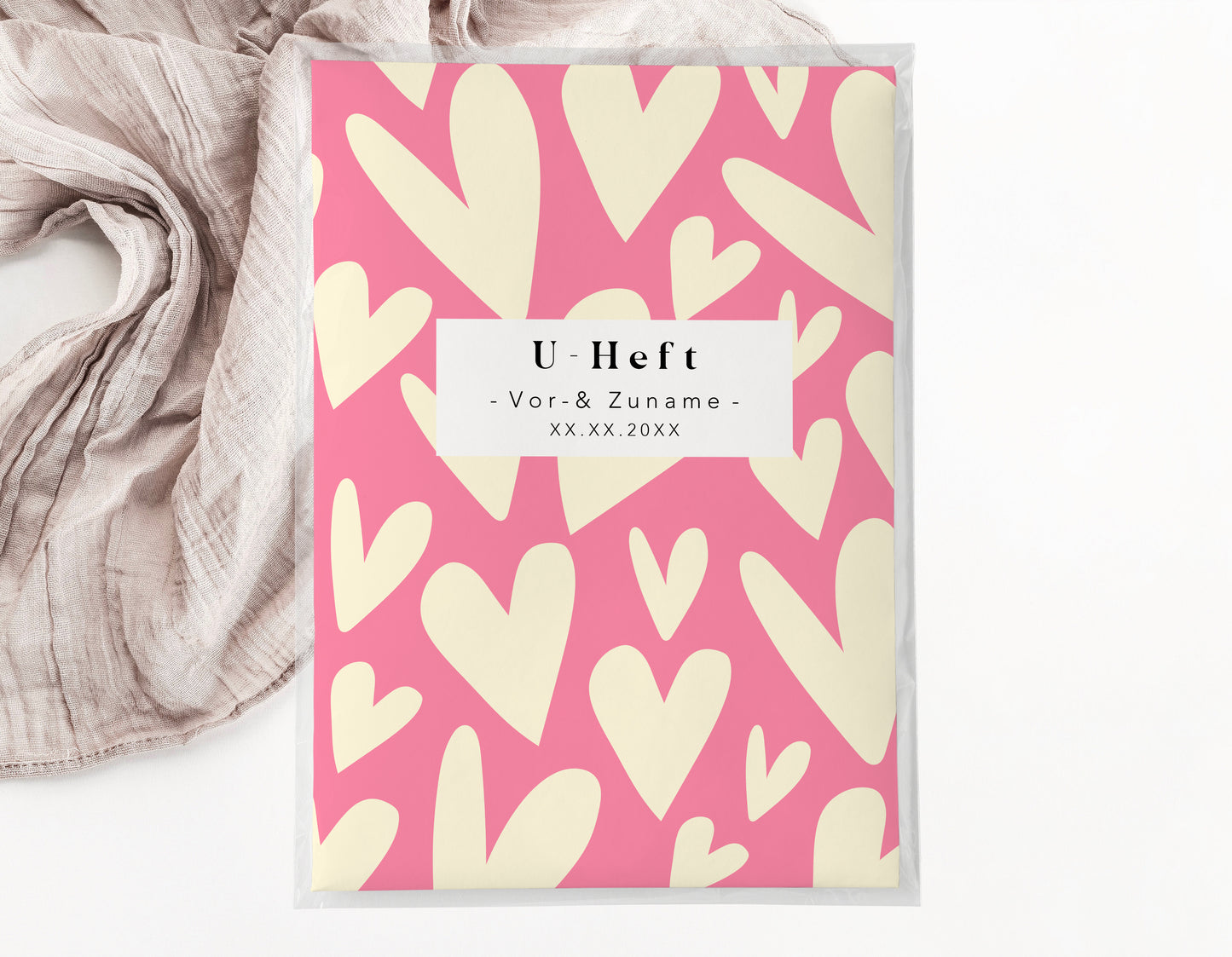 U-Heft & Impfpasshülle - Herzen pink gelb