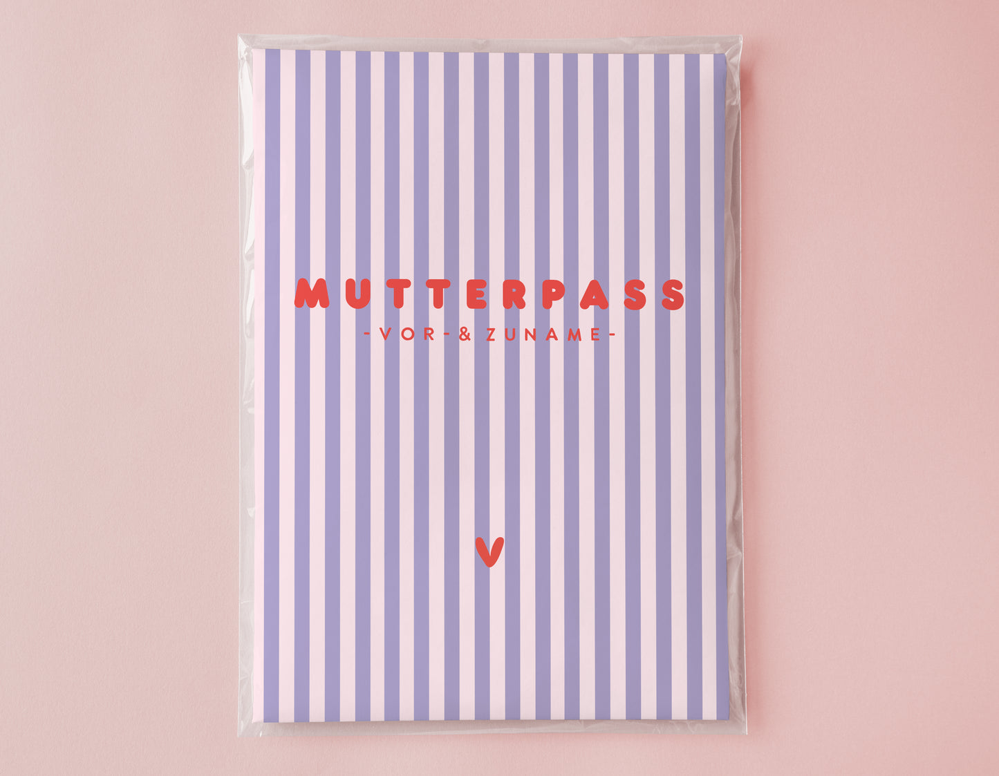 MUTTERPASSHÜLLE - Gestreift lila rosa personalisiert