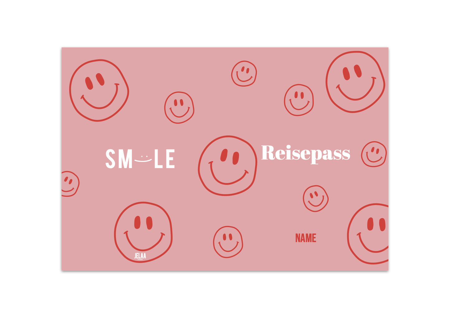 Reisepasshülle - Smileys rosa rot personalisiert