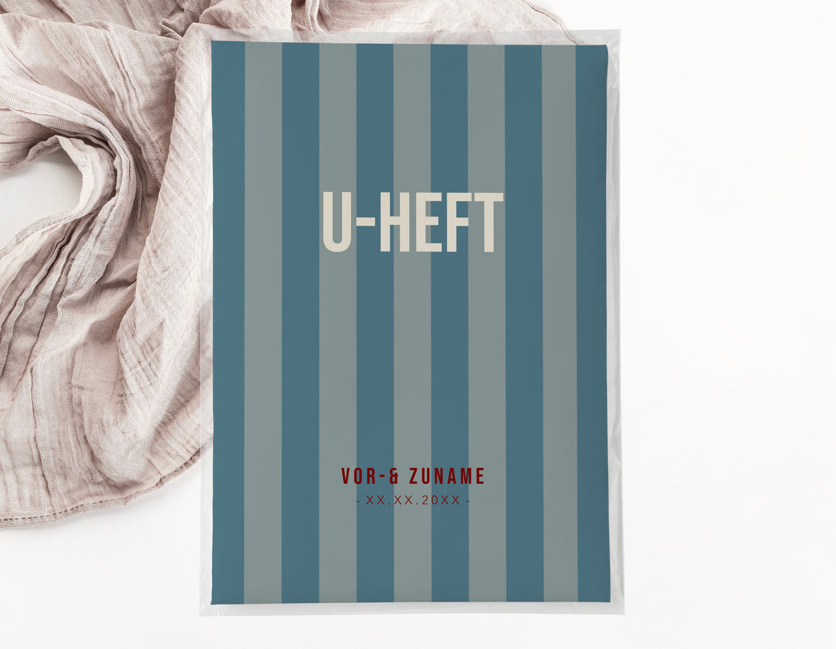 U-Heft & Impfpasshülle - Gestreift grün türkis