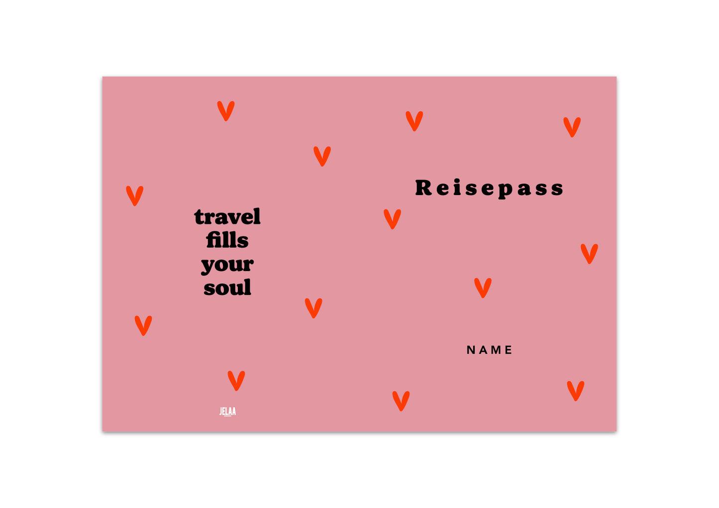 Reisepasshülle - Herzen rot personalisiert