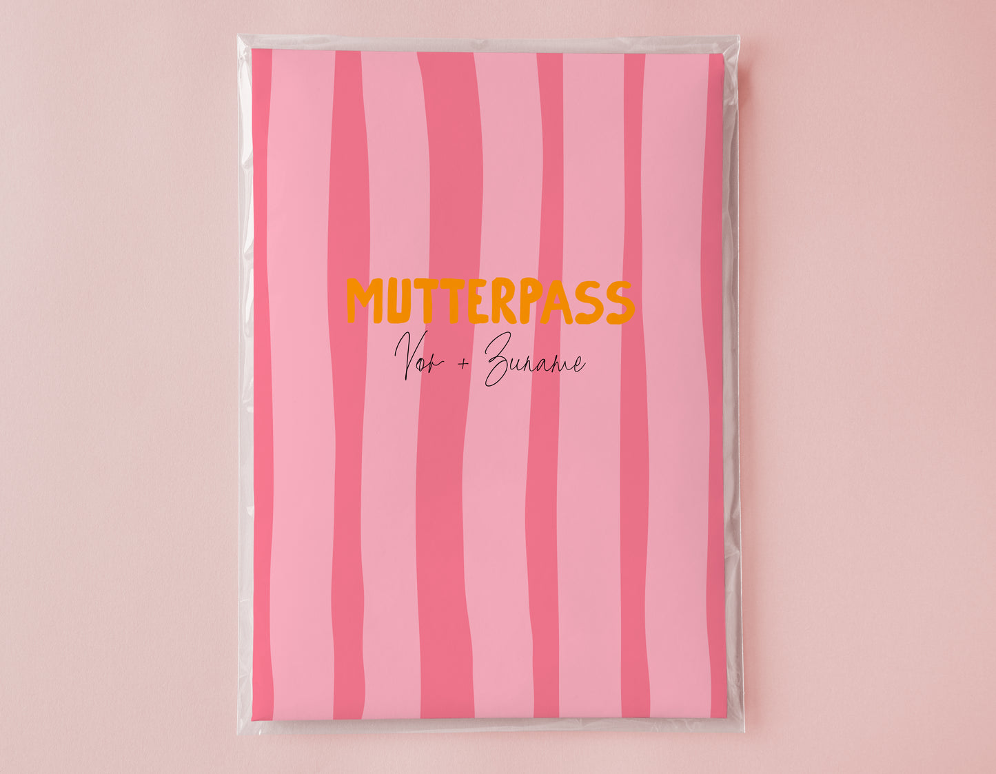MUTTERPASSHÜLLE - Gestreift rosa pink personalisiert