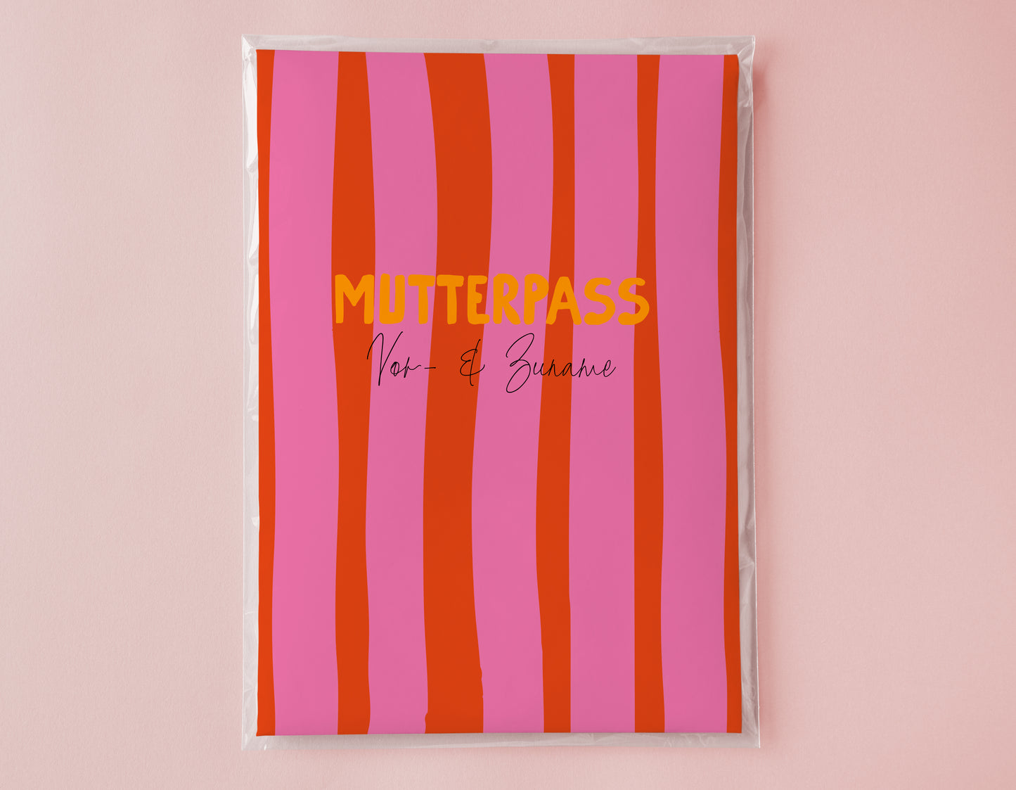 MUTTERPASSHÜLLE - Gestreift pink rot orange personalisiert
