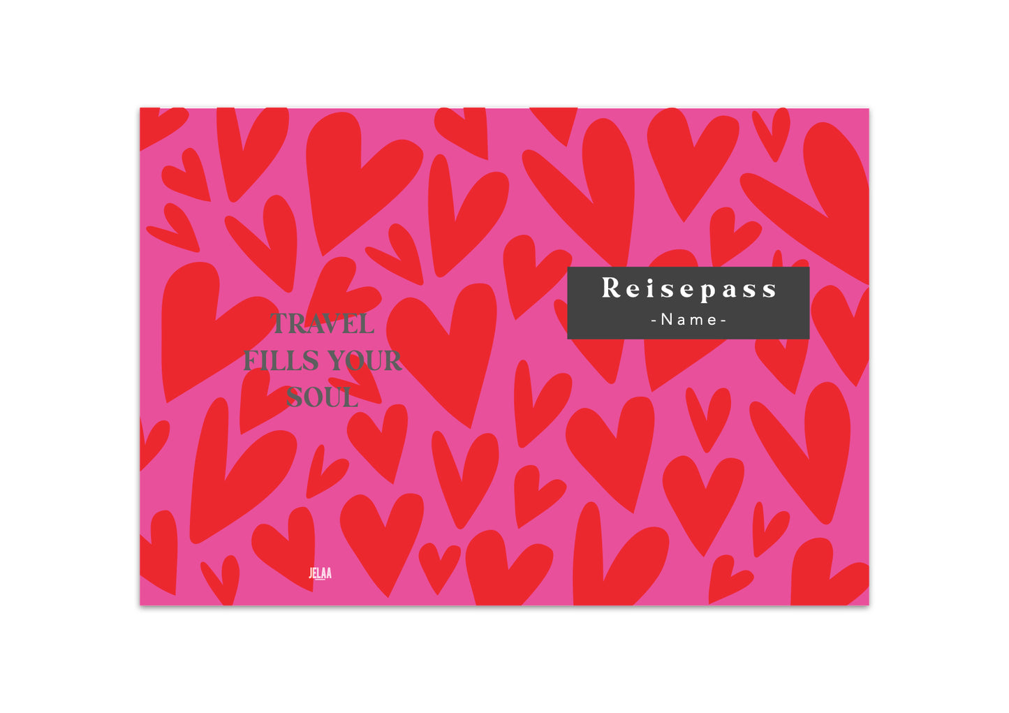 Reisepasshülle - Herzen pink rot personalisiert