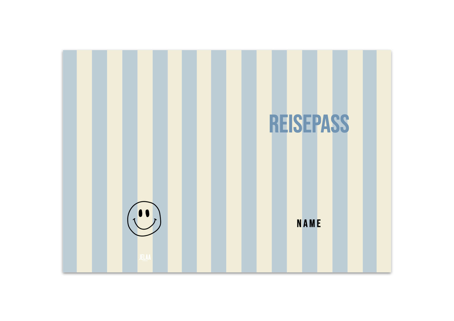 Reisepasshülle - Gestreift blau creme personalisiert
