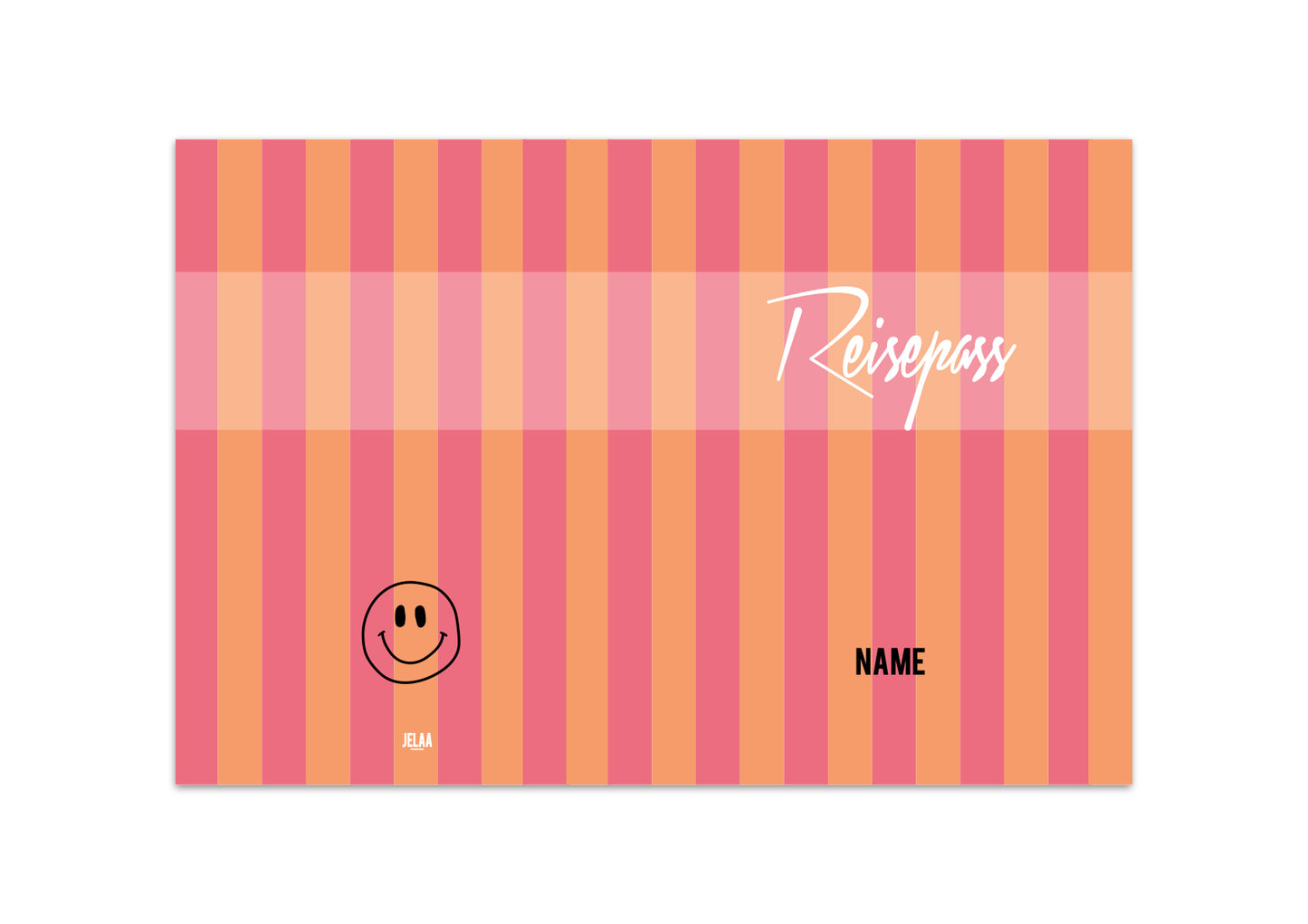 Reisepasshülle - Gestreift pink orange personalisiert