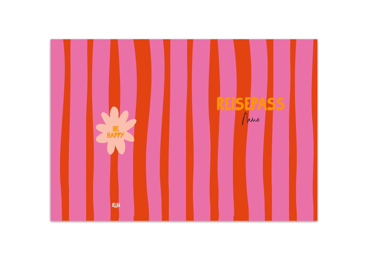 Reisepasshülle - Gestreift pink rot personalisiert