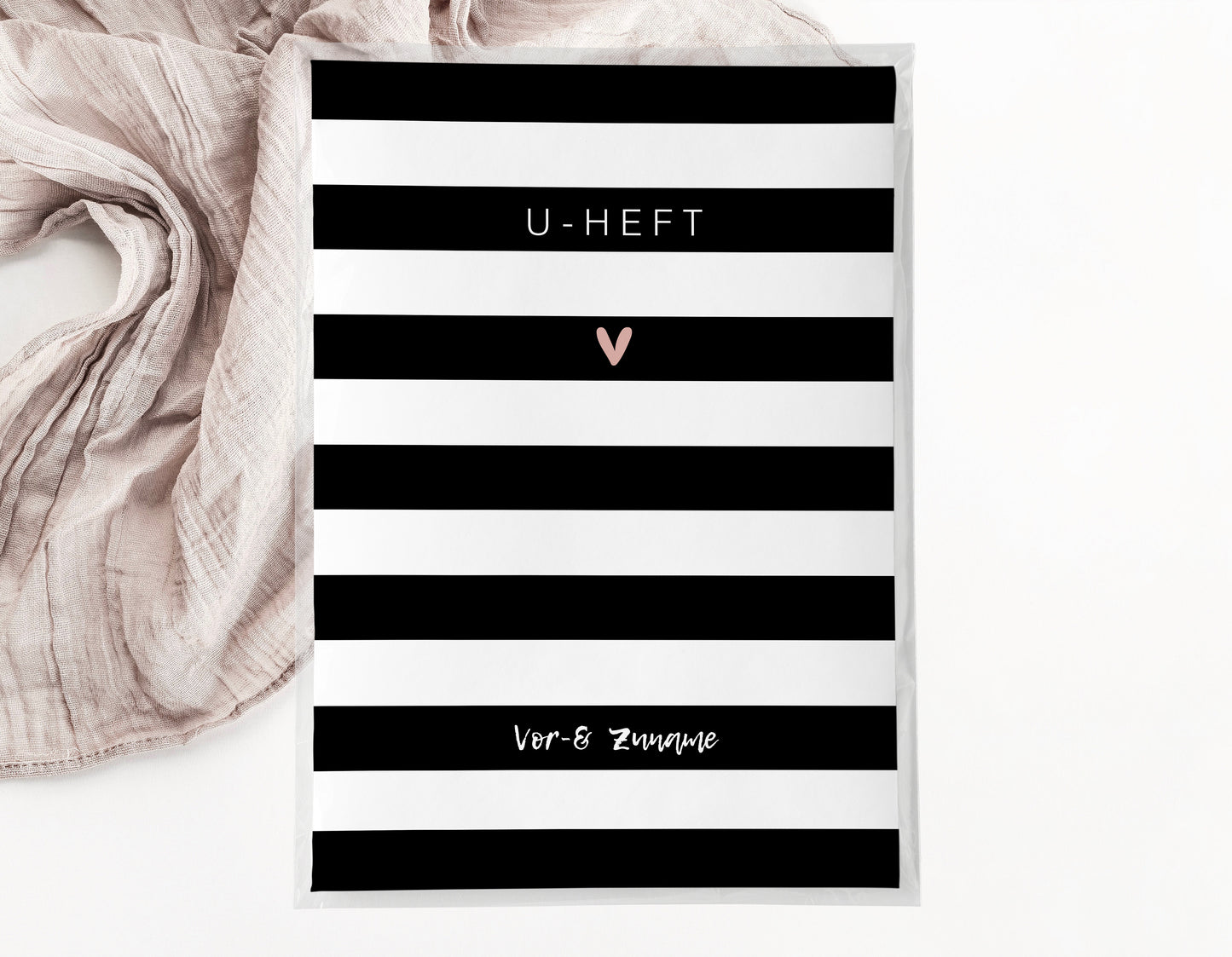 U-Heft & Impfpasshülle - Gestreift schwarz weiss