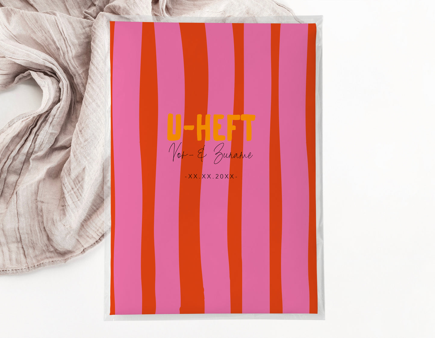 U-Heft & Impfpasshülle - Gestreift pink rot orange
