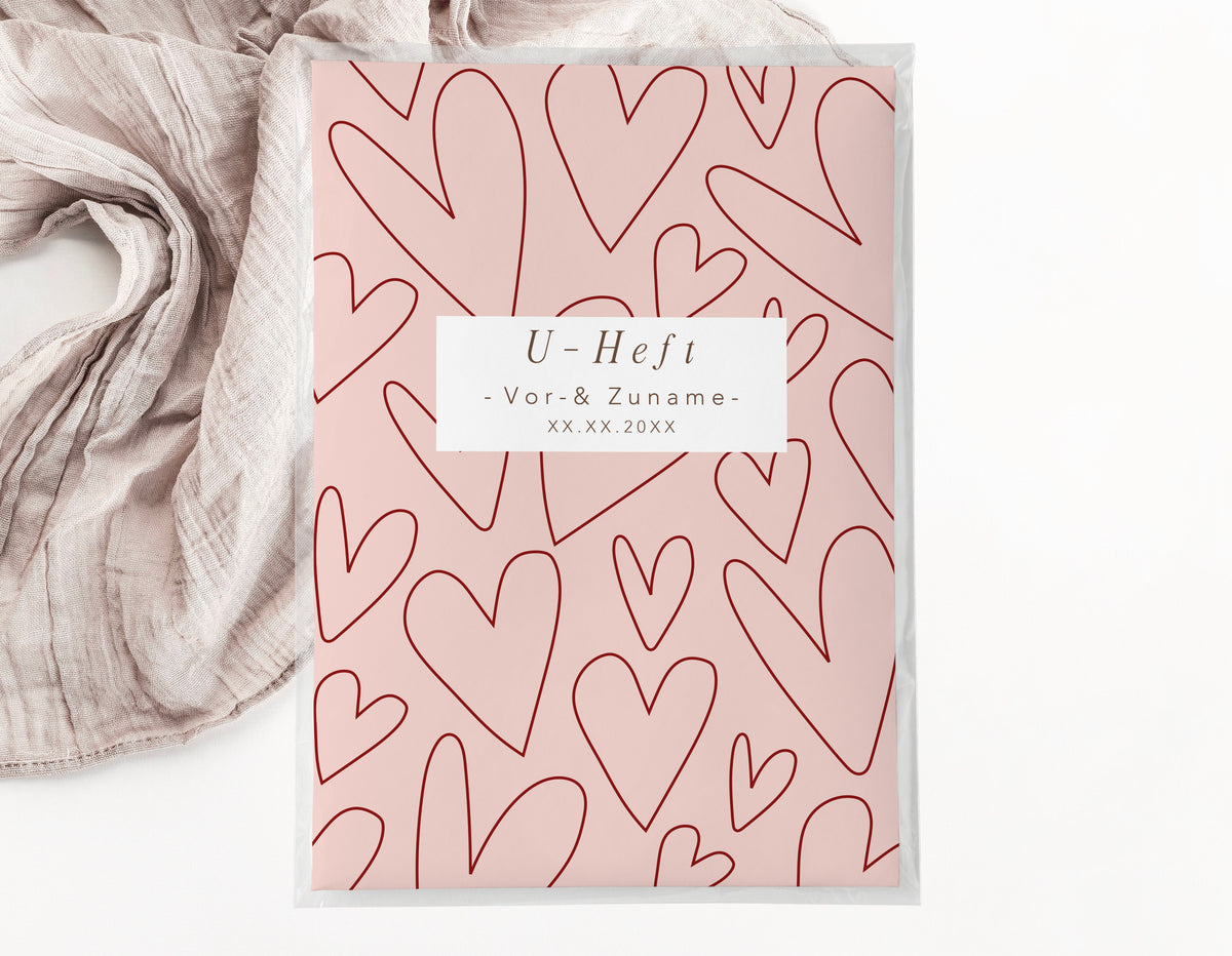 U-Heft & Impfpasshülle - Herzen rot rosa
