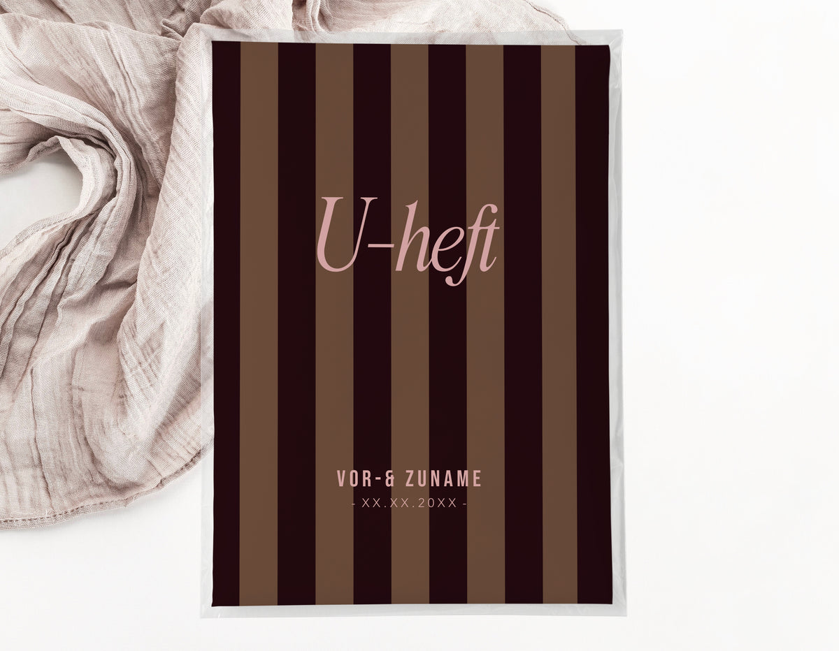 U-Heft & Impfpasshülle - Gestreift braun
