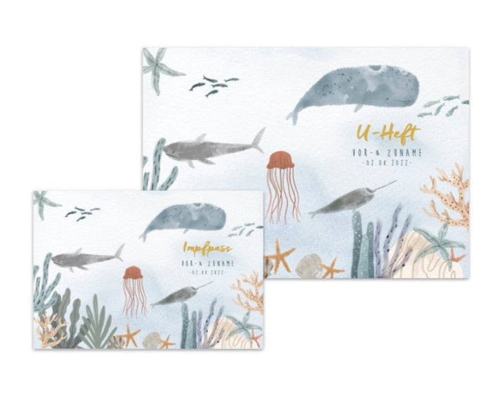 U-Heft & Impfpasshülle - Ozean blau
