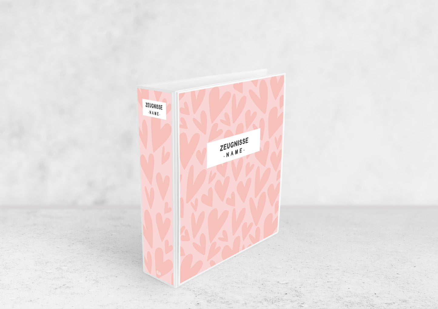 ORDNER - Herzen rosa personalisiert