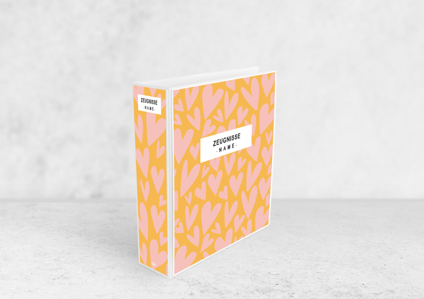 ORDNER - Herzen senf rosa personalisiert