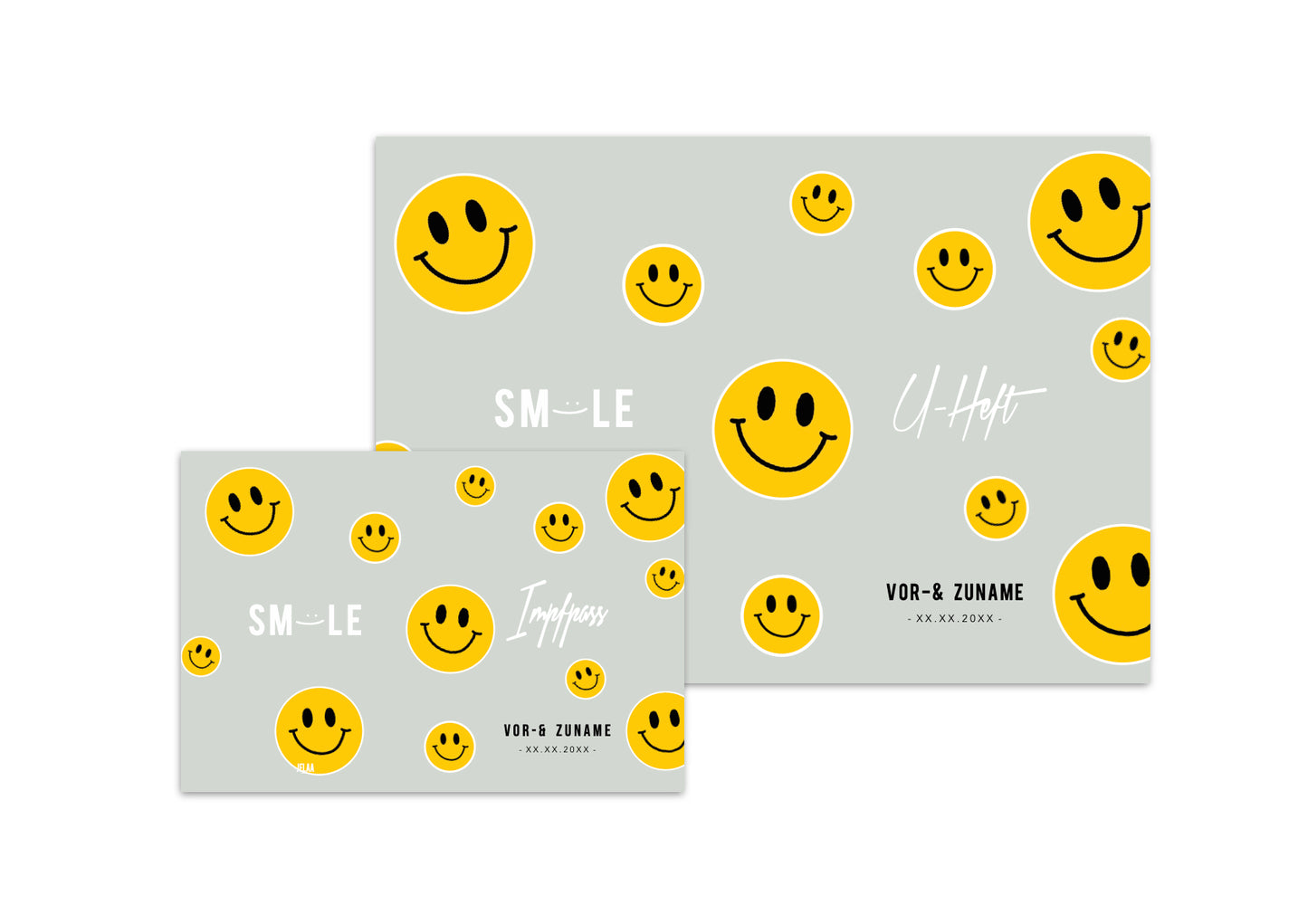U-Heft & Impfpasshülle - Smileys blaugrün
