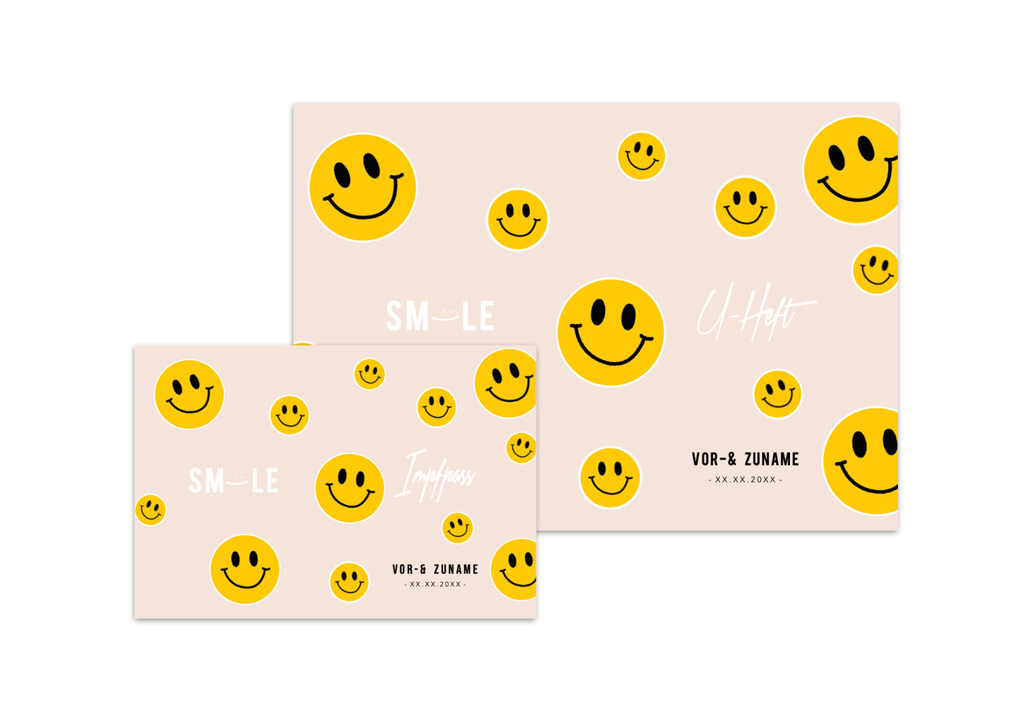 U-Heft & Impfpasshülle - Smileys rosa