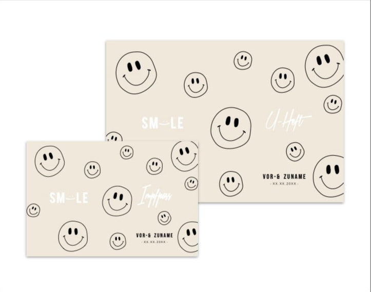 U-Heft & Impfpasshülle - Smileys schwarz