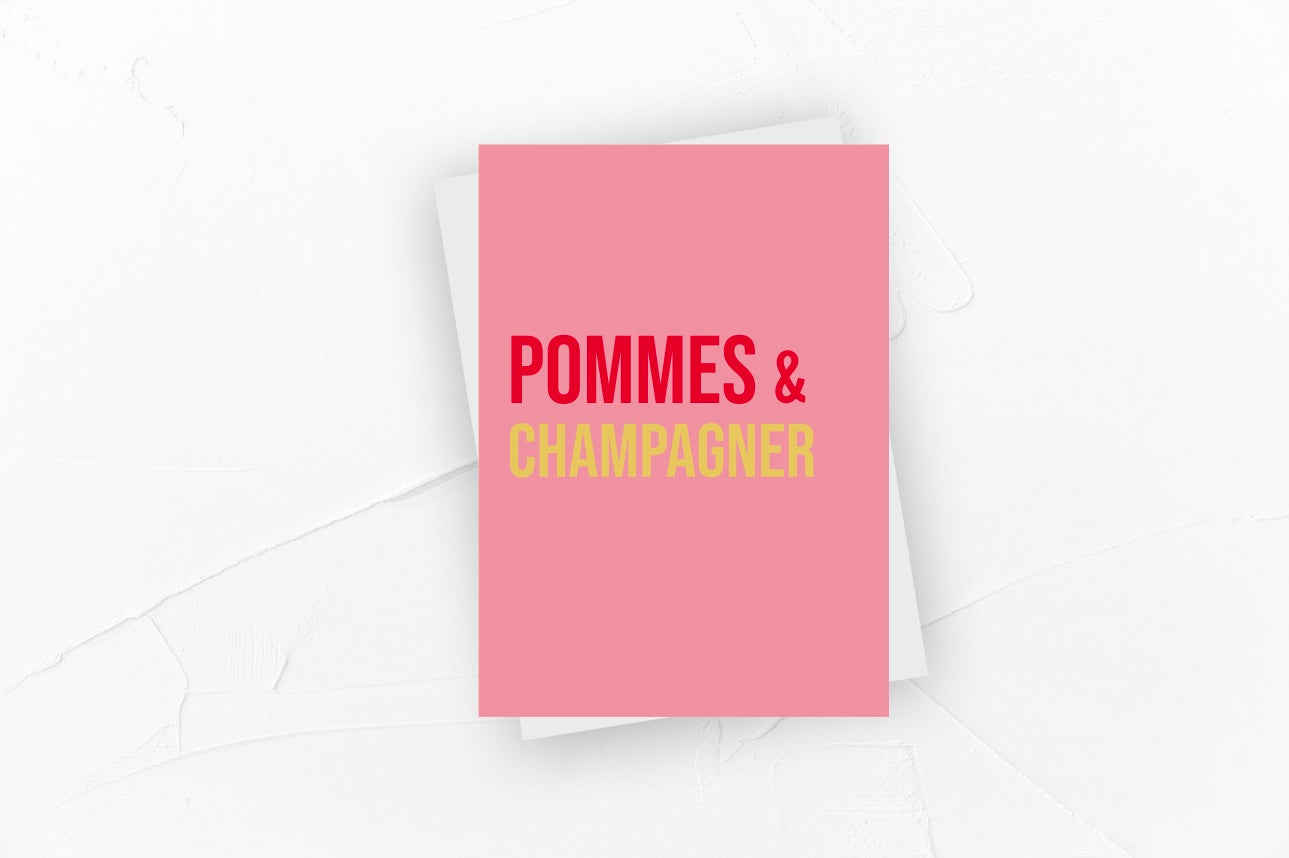 Postkarte - Pommes & Champagner