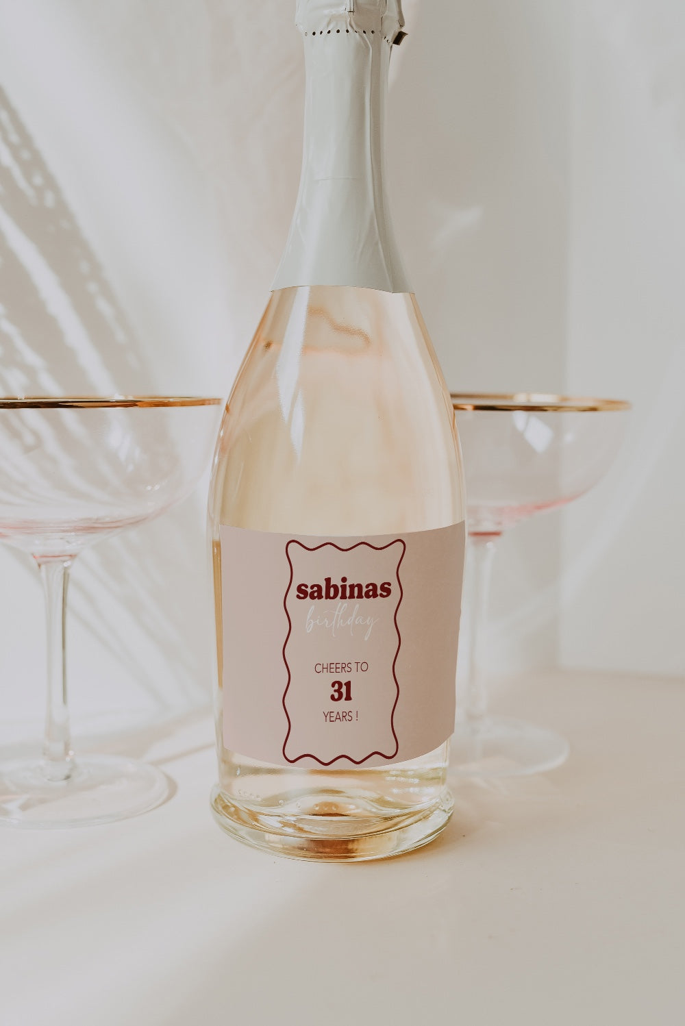 Weinflaschen Labels - Rosa bordeaux