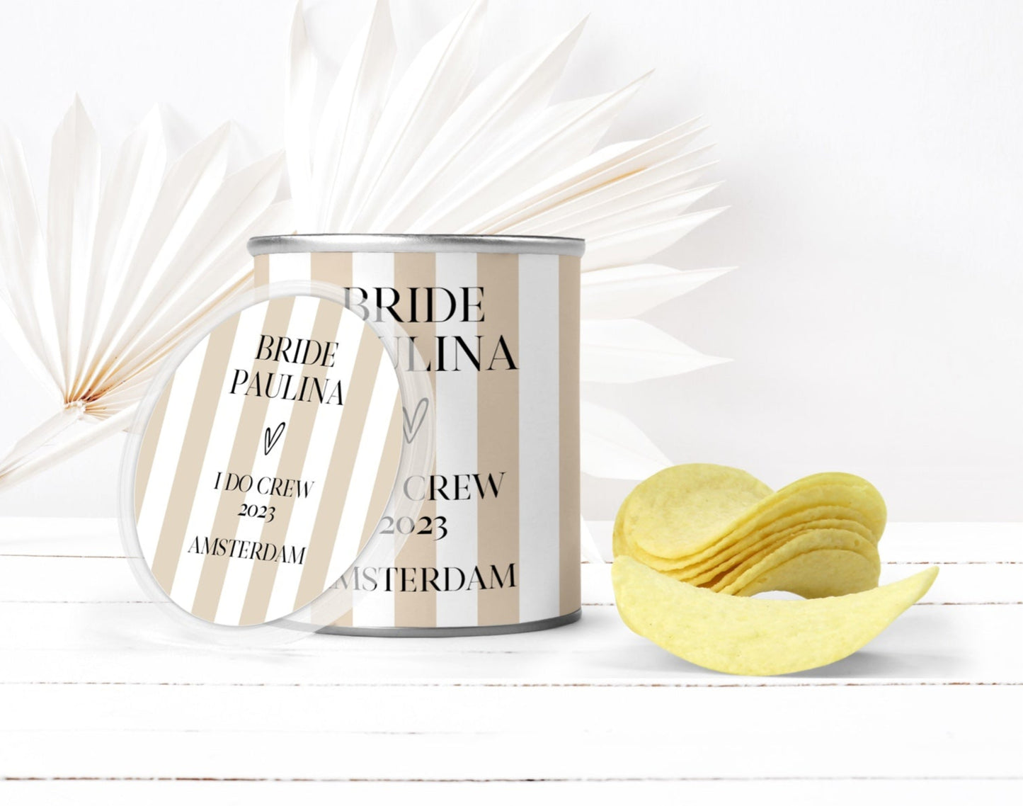 Chips Pringles Dosen - Gestreift beige weiss