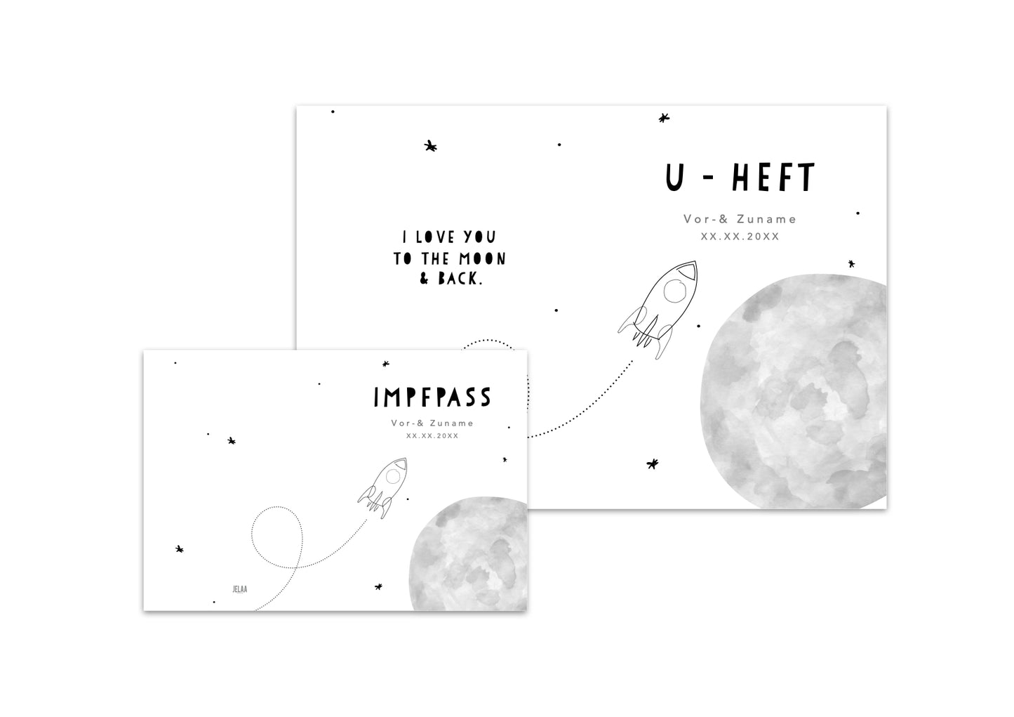U-Heft & Impfpasshülle - Mond Rakete