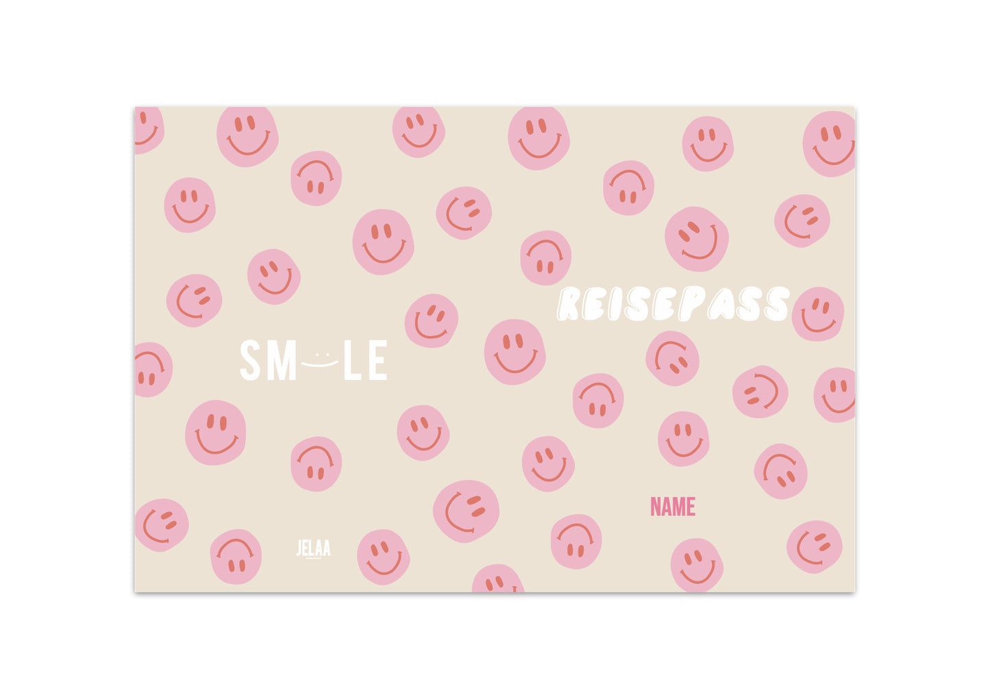Reisepasshülle - Smileys rosa beige personalisiert