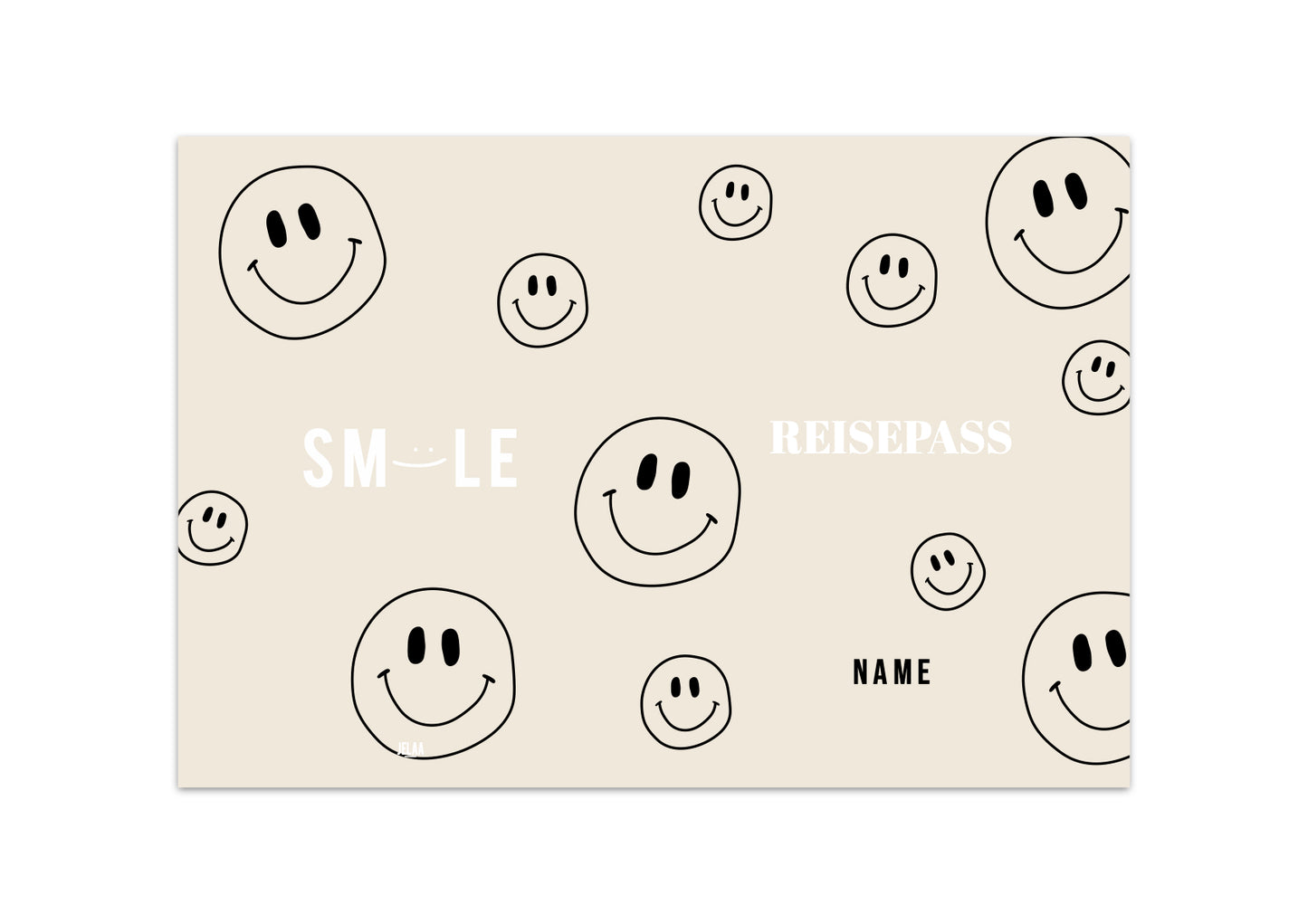 Reisepasshülle - Smileys schwarz beige personalisiert