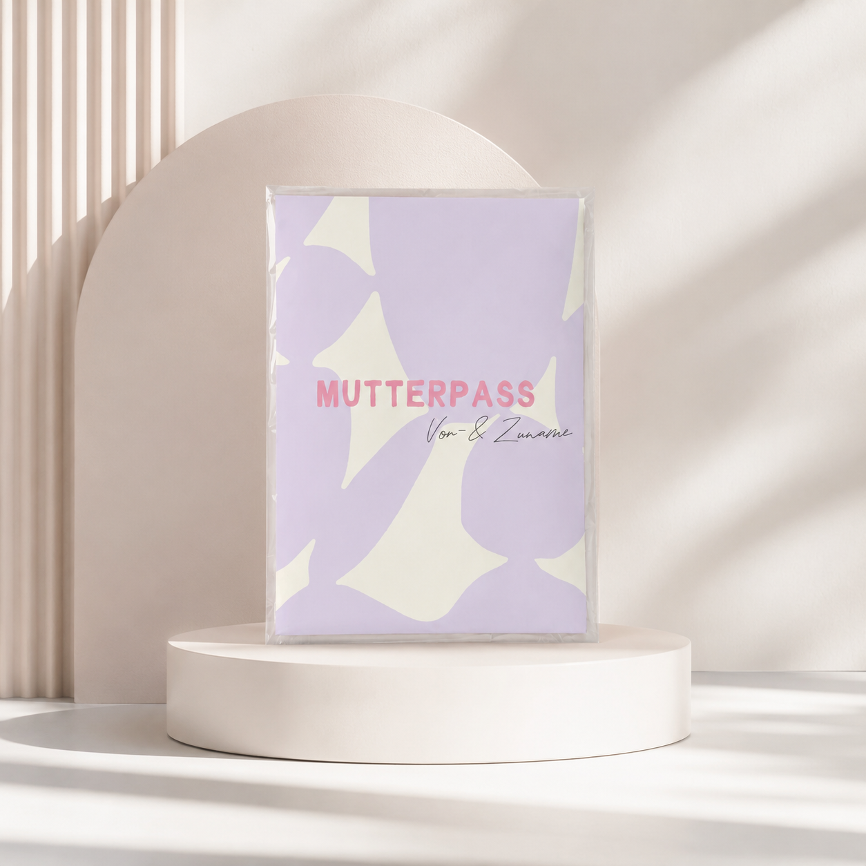 MUTTERPASSHÜLLE - Abstrakt flieder beige personalisiert