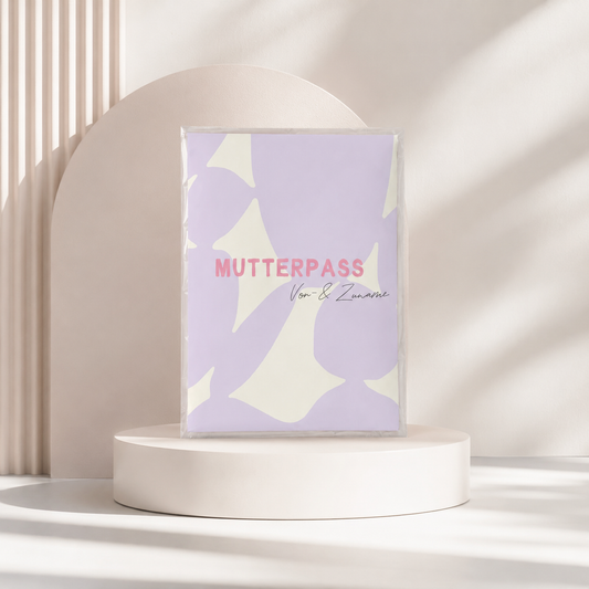 MUTTERPASSHÜLLE - Abstrakt flieder beige personalisiert