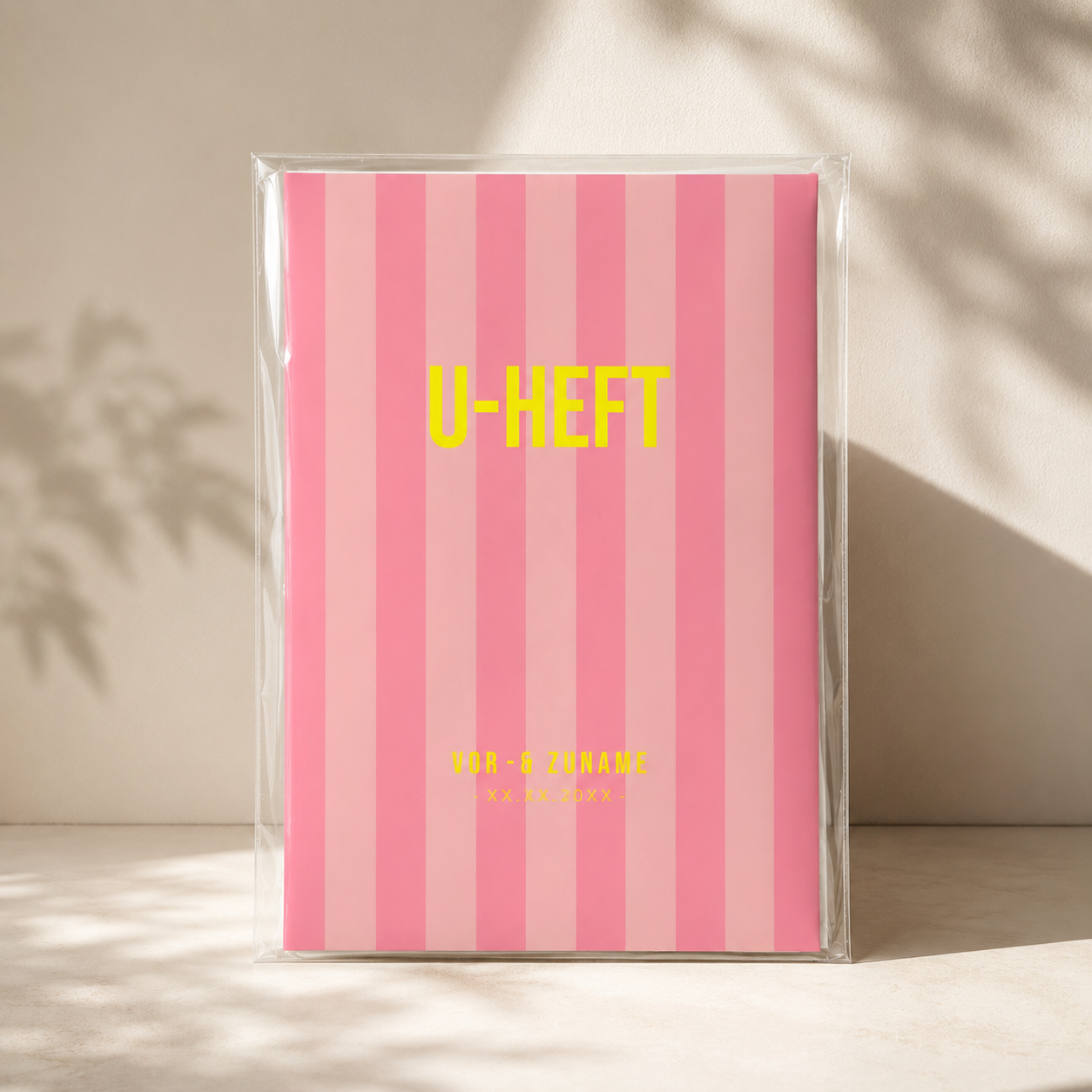 U-Heft & Impfpasshülle - Gestreift pink