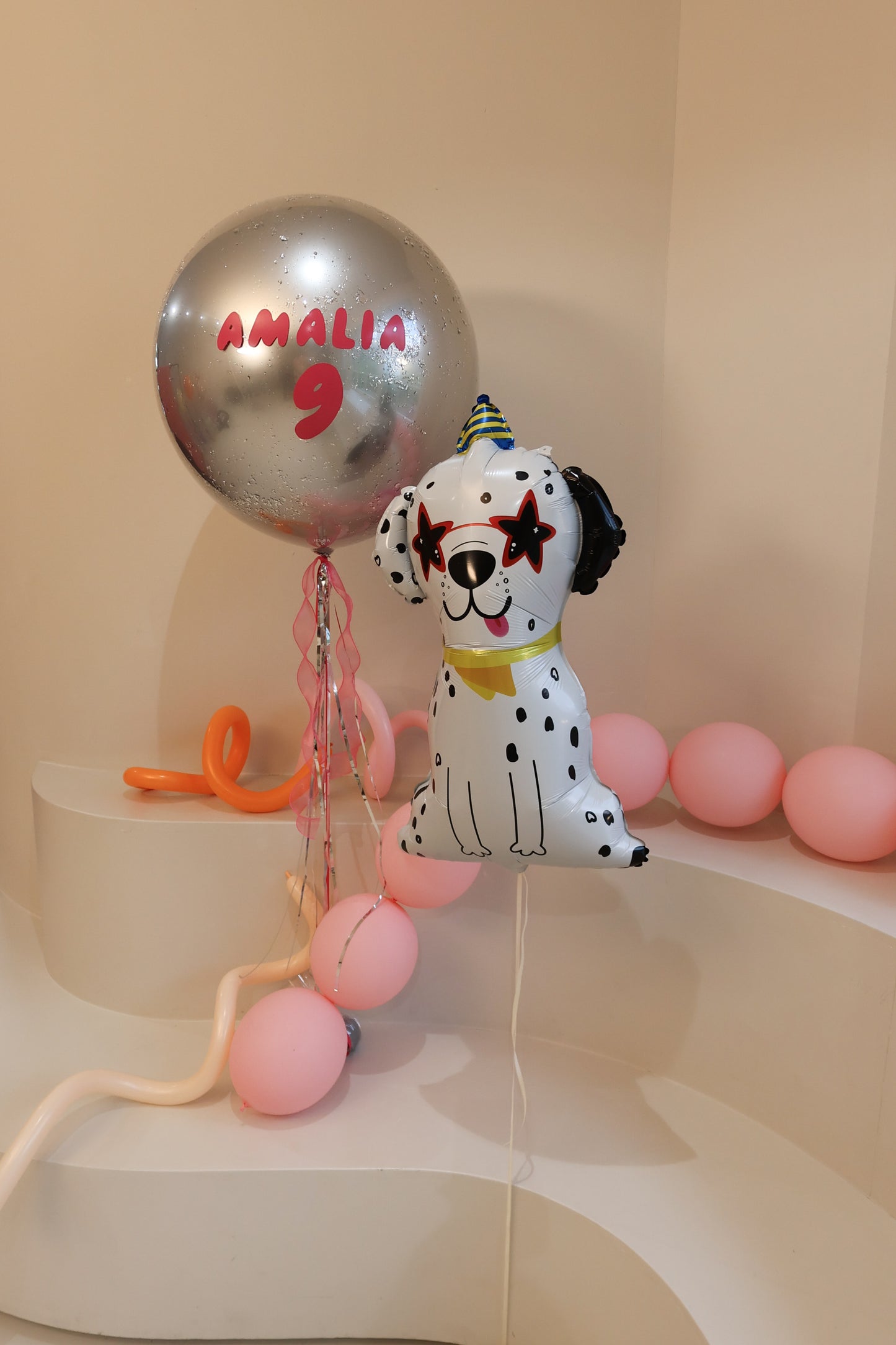 XL Ballon personalisiert - Silber pink