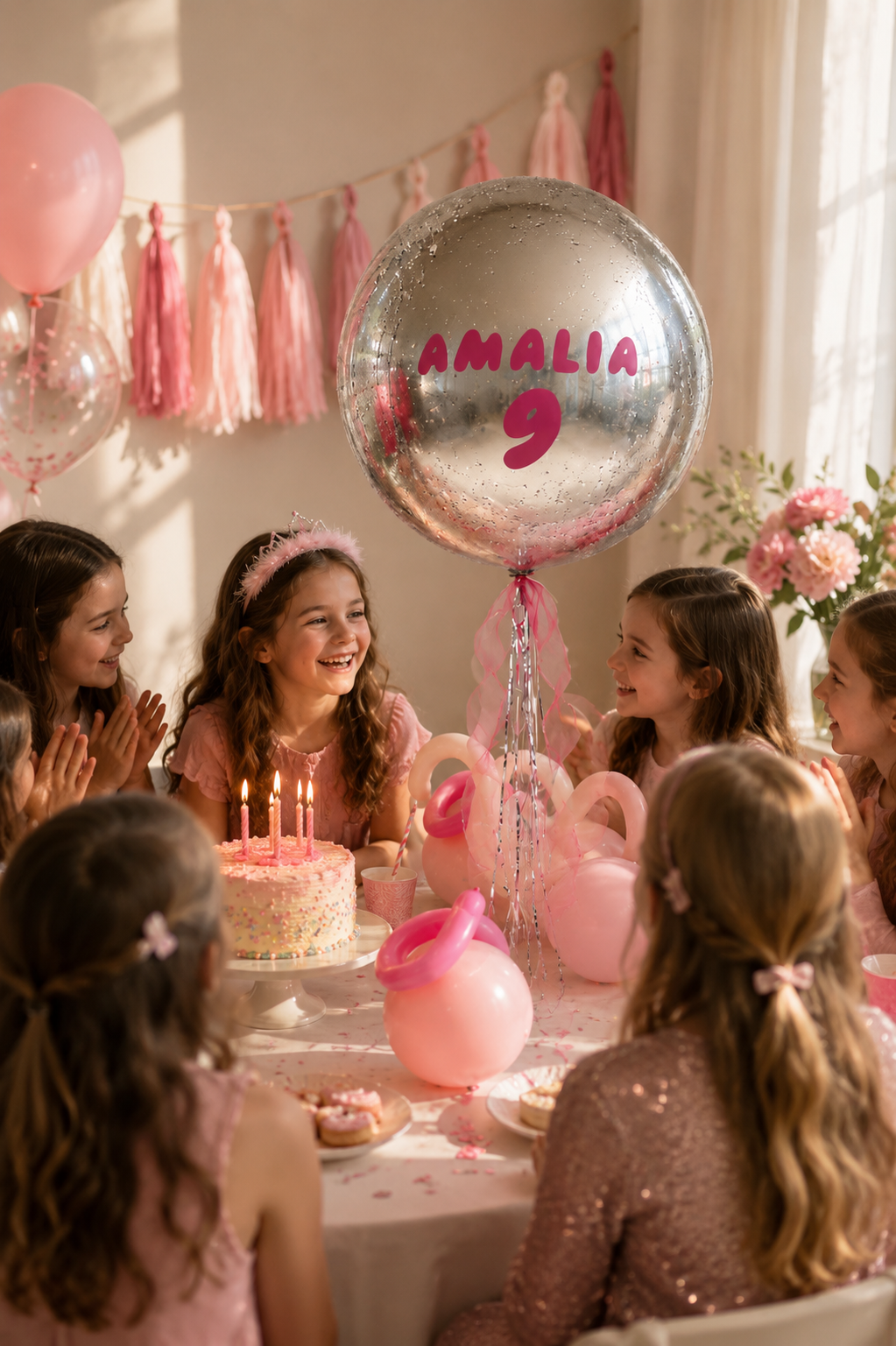 XL Ballon personalisiert - Silber pink