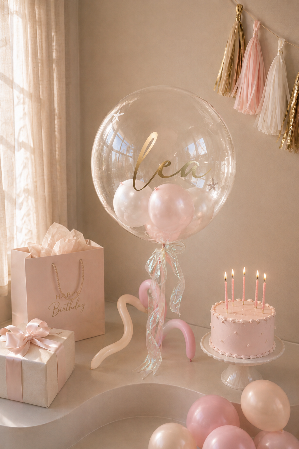 XL Ballon personalisiert - Rosa transparent