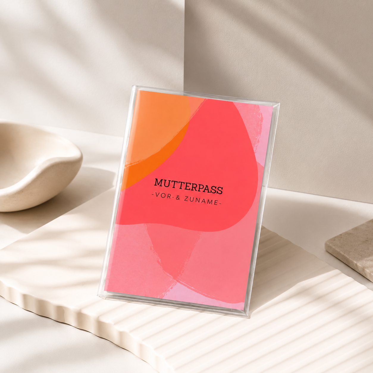 MUTTERPASSHÜLLE - Abstrakt pink orange personalisiert