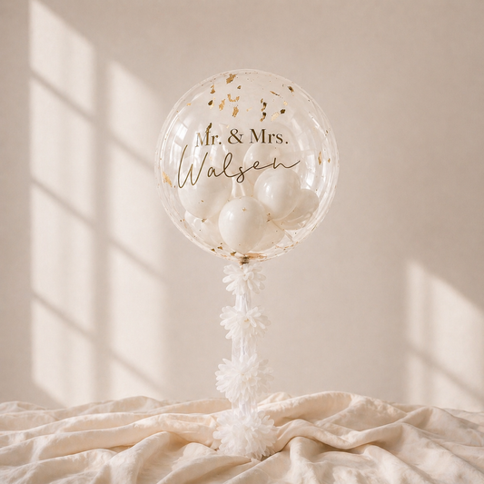 XL Ballon personalisiert - Weiss gold