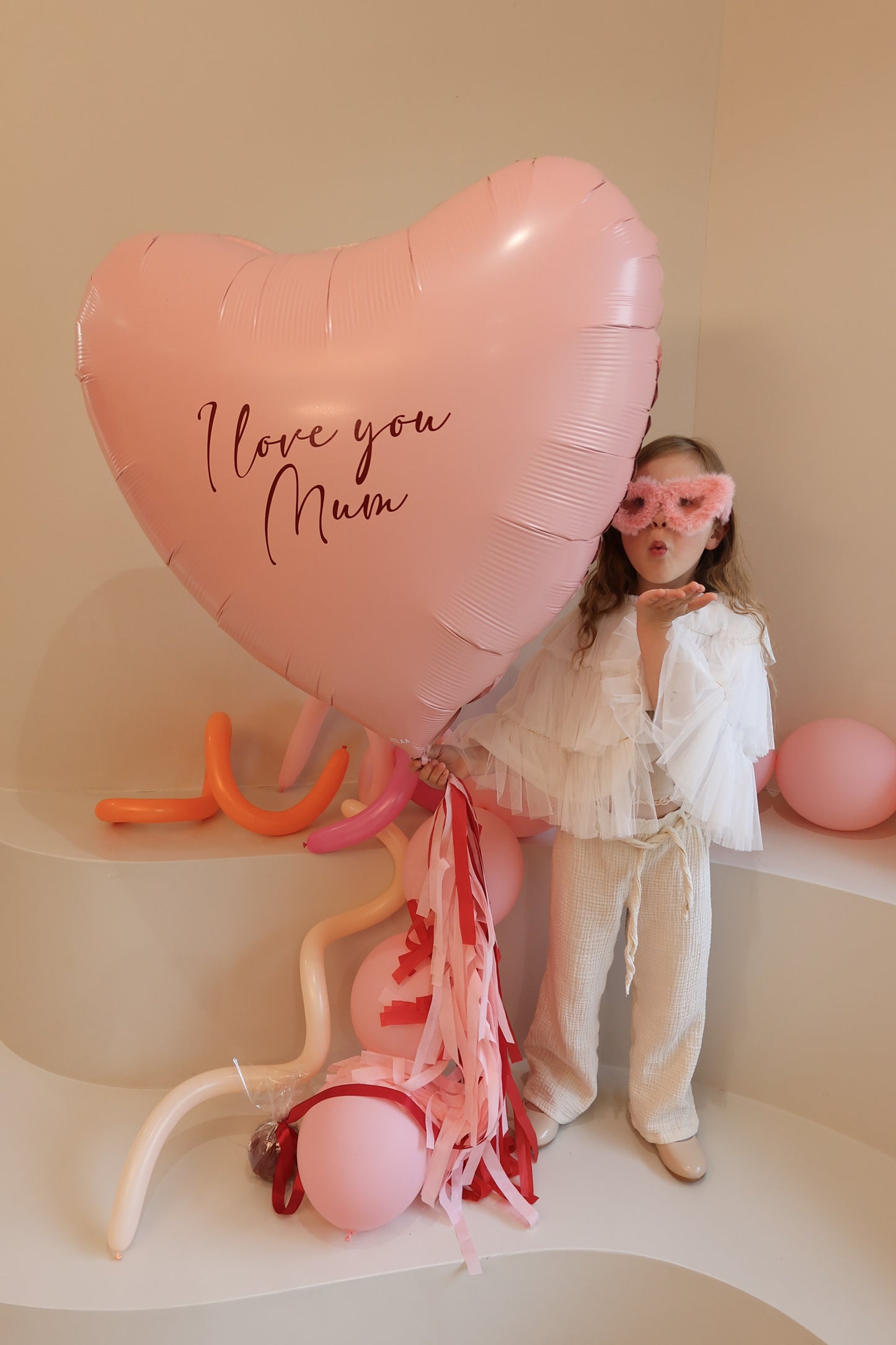 XL Herz Ballon personalisiert - Rosa bordeaux