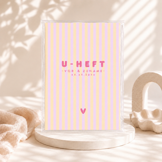U-Heft & Impfpasshülle - Gestreift lila gelb