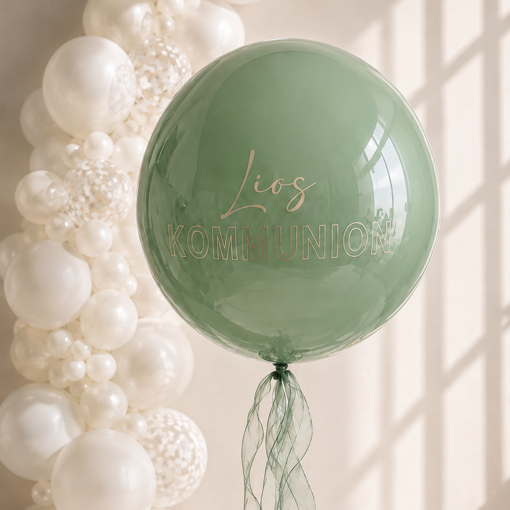 XL Ballon personalisiert - Kommunion kiwigrün