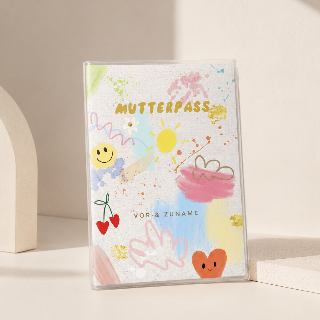 MUTTERPASSHÜLLE - Bunte Malerei 2 personalisiert