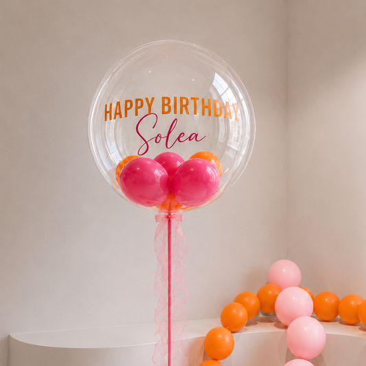 XL Ballon personalisiert - Pink orange transparent