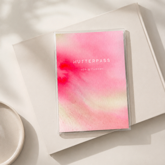 MUTTERPASSHÜLLE - Abstrakt rosa personalisiert